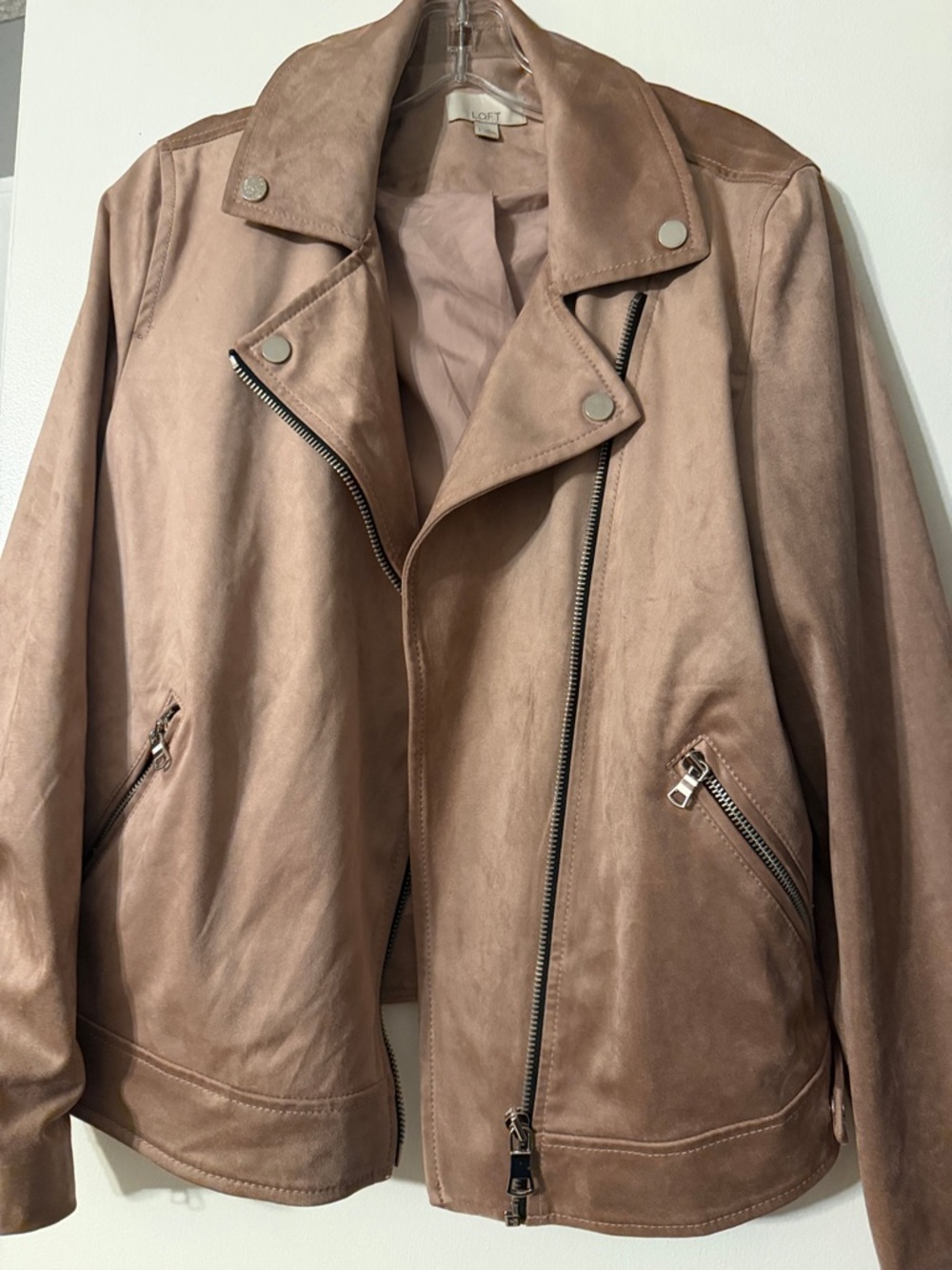 LOFT Dusty Rose Suede Moto Jacket